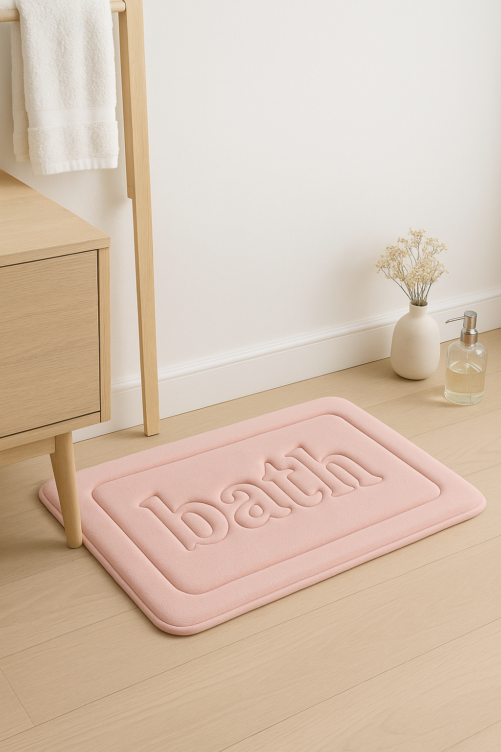 Tapis de bain velours gaufré floral antidérapant microfibre - vue 2 sur 2