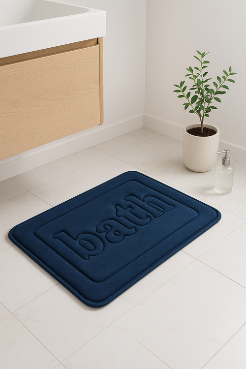 Tapis de bain velours gaufré floral antiderapant moderne - vue 2 sur 2