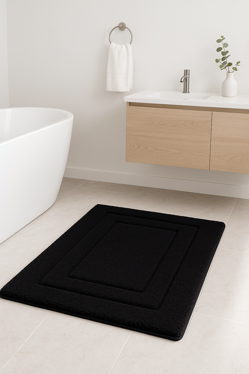 Tapis de bain velours microfibre antiderapant double cadre - vue 2 sur 2