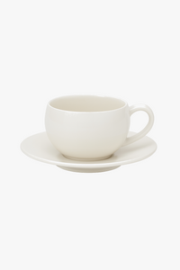 Tasse café rétro motif pierre brûlée soucoupe céramique
