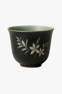 Tasse chinoise rétro céramique kungfu motif floral abricot