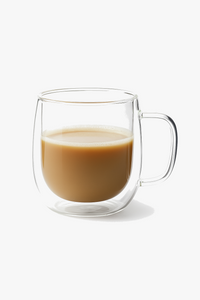 Tasse double paroi verre borosilicate avec anse isolante