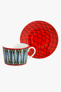 Tasse en porcelaine motif visage italien décoratif bureau
