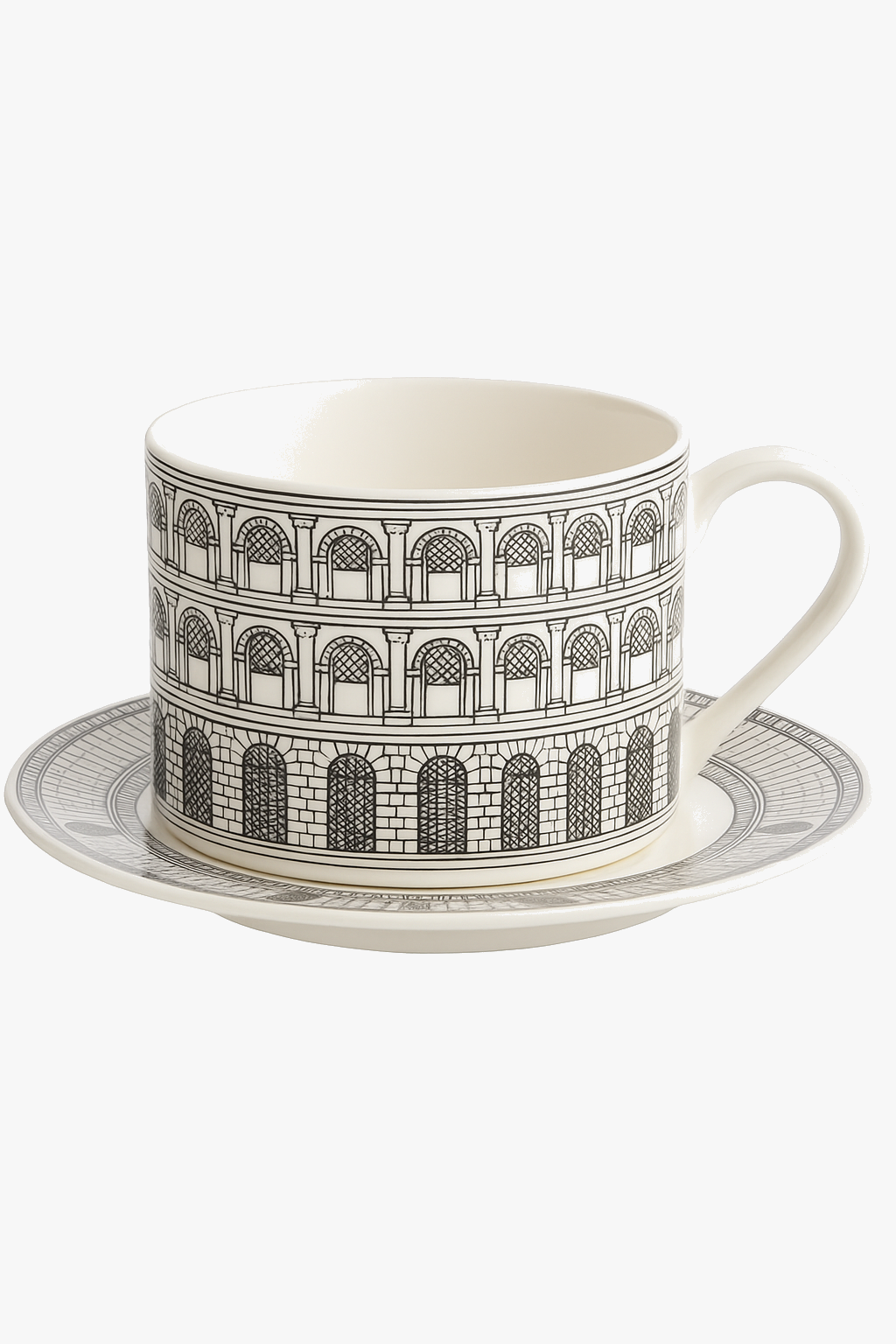 Tasse porcelaine fine motif visage italien bureau