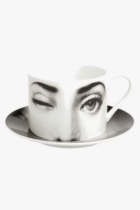 Tasse porcelaine visage artistique avec soucoupe 270 ml