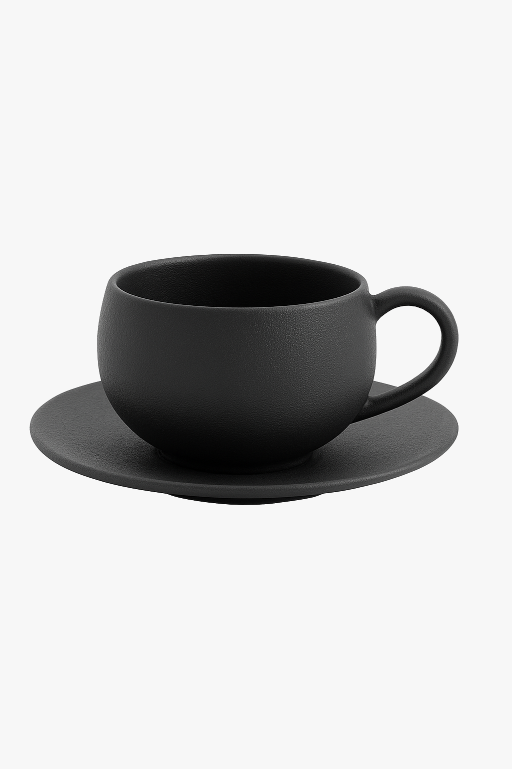 Tasse retro ceramique avec soucoupe motif pierre brute