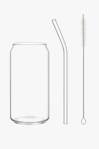 Tasse verre borosilicate forme canette avec couvercle bambou