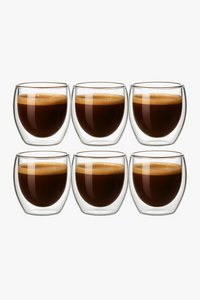 Tasses verre double paroi isolantes cafe expresso 250ml (lot de 6)