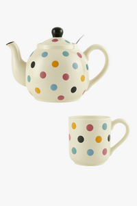 Théière céramique style britannique à pois pour thé