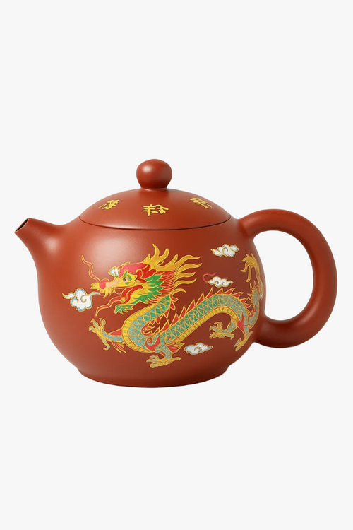 Theiere argile dragons phénix gongfu fait main