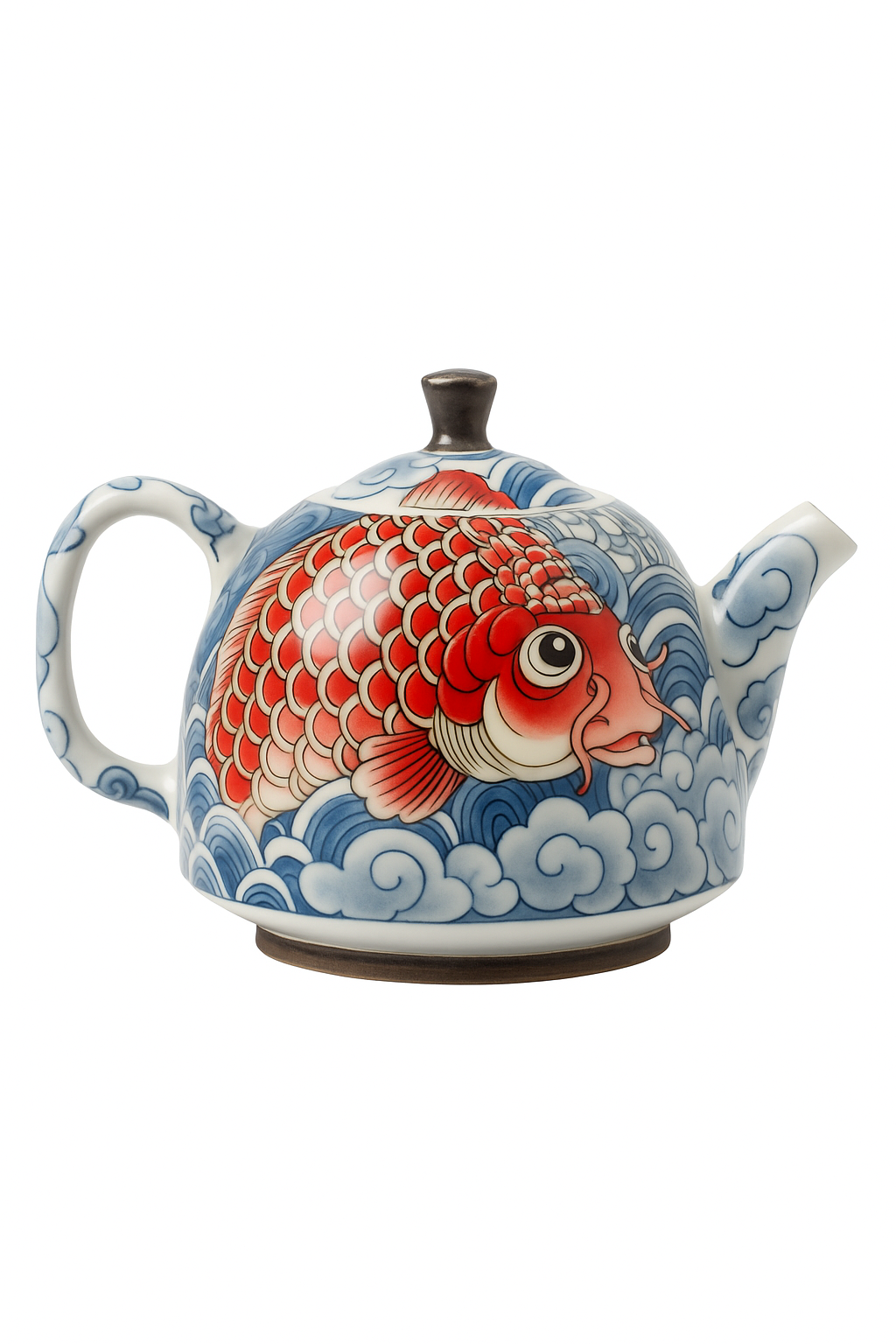 theiere chinoise en porcelaine decor traditionnel avec infuseur - vue 2 sur 2