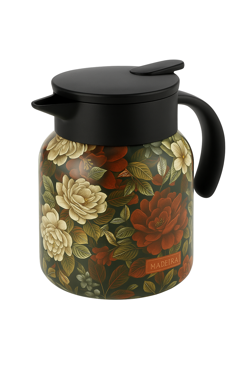 théière isotherme acier inoxydable motif floral vintage infuseur - vue 2 sur 2