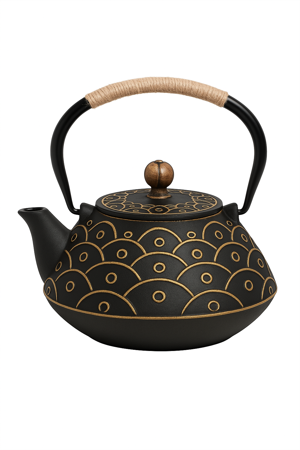 Theiere japonaise fonte emaillee avec infuseur motif traditionnel - vue 2 sur 2