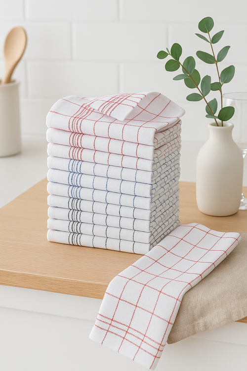 Torchon de cuisine carreaux doux absorbant grand format - vue 2 sur 2