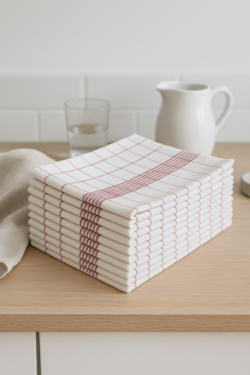 Torchon de cuisine classique à carreaux doux absorbant - vue 2 sur 2