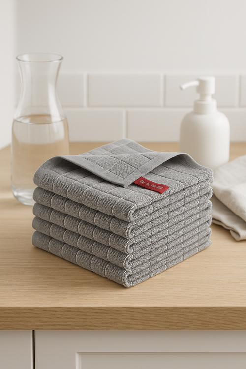Torchon de cuisine coton éponge absorbant lot essentiel - vue 2 sur 2