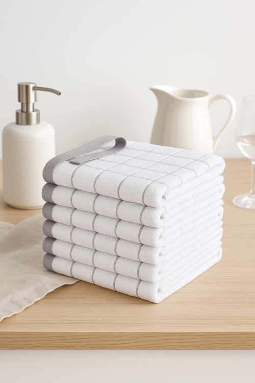 Torchon de cuisine coton eponge doux absorbant lot - vue 2 sur 2