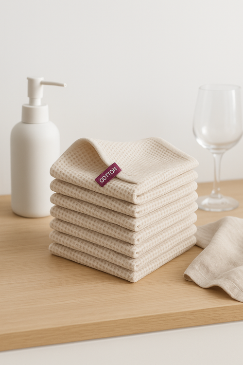 Torchon de cuisine coton gaufré absorbant séchage rapide - vue 2 sur 2