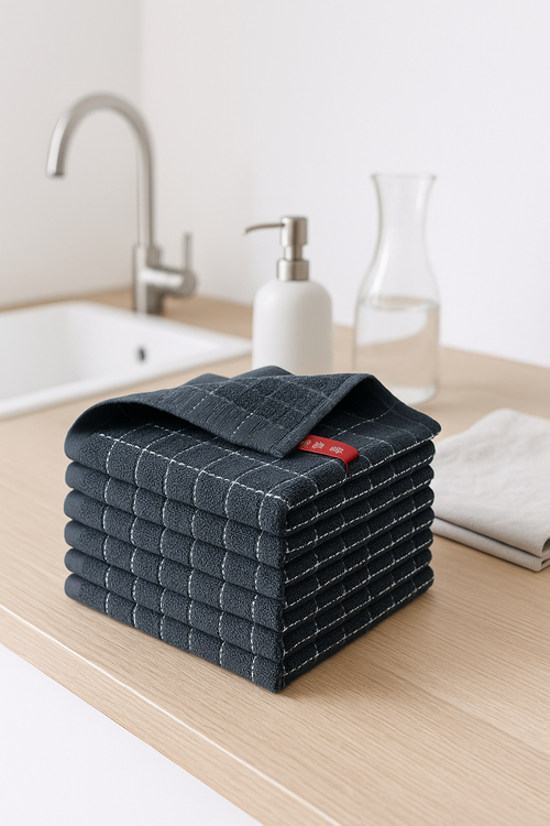 Torchon de cuisine eponge coton absorbant lot 6 - vue 2 sur 2