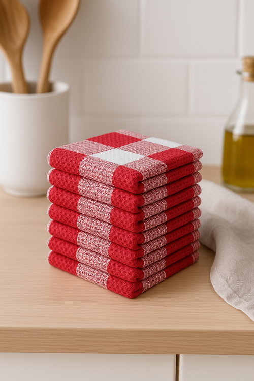 Torchon de cuisine gaufré à carreaux absorbant doux - vue 2 sur 2