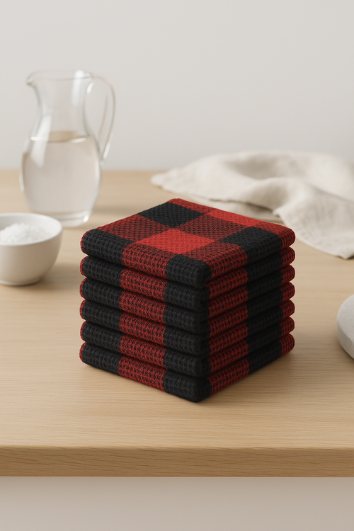 Torchon de cuisine gaufré absorbant motif carreaux doux - vue 2 sur 2