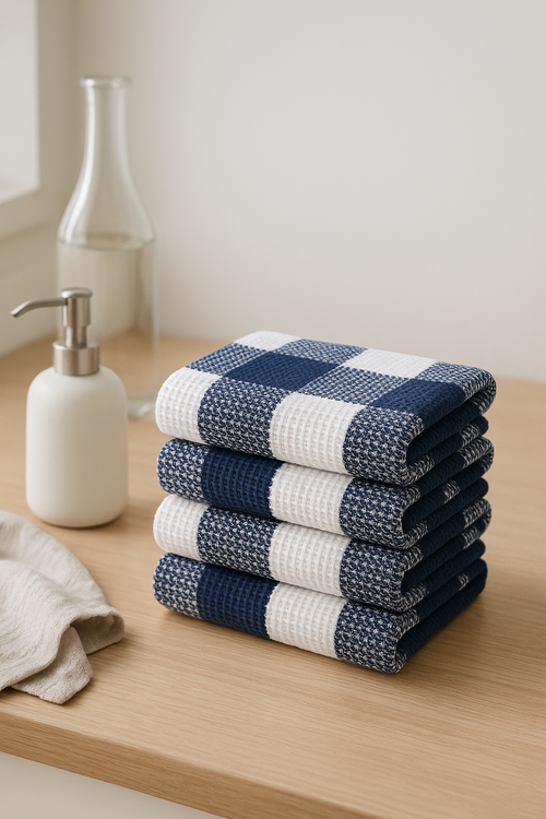 Torchon de cuisine gaufré motif carreaux absorbant doux - vue 2 sur 2