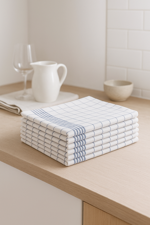 Torchon de cuisine motif carreaux doux absorbant - vue 2 sur 2