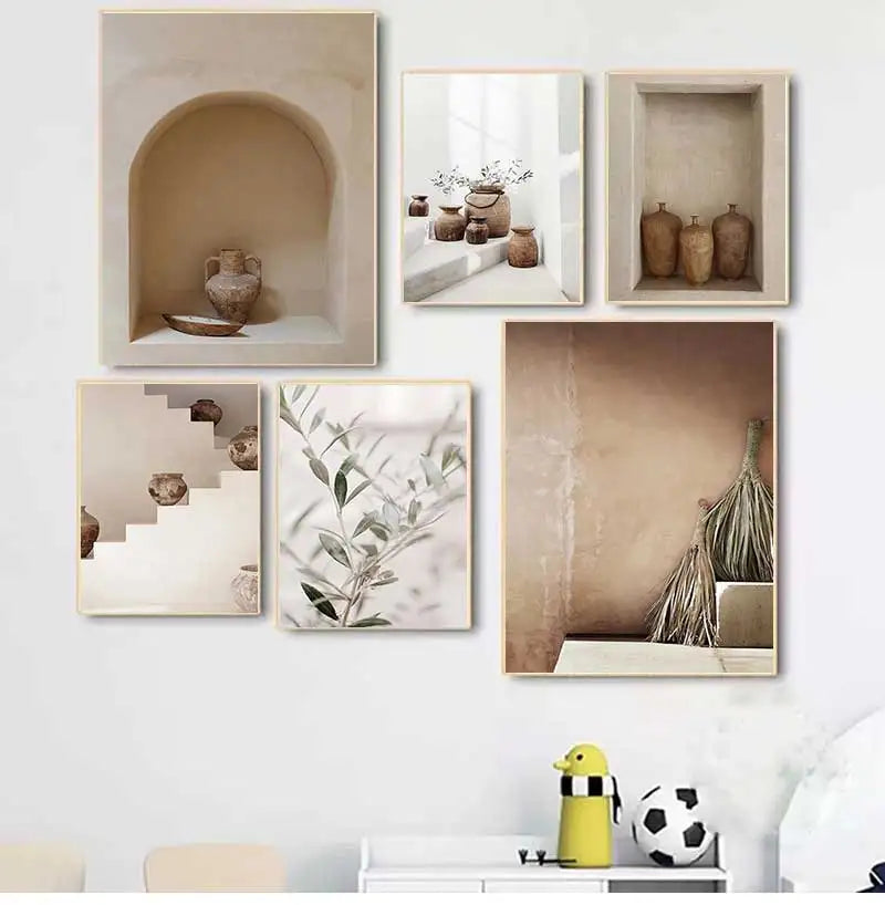 vase bohème art mural peinture nature morte esthétique décorative