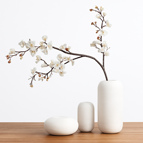 Vase en céramique blanche style japonais Zen - vue 3 sur 6