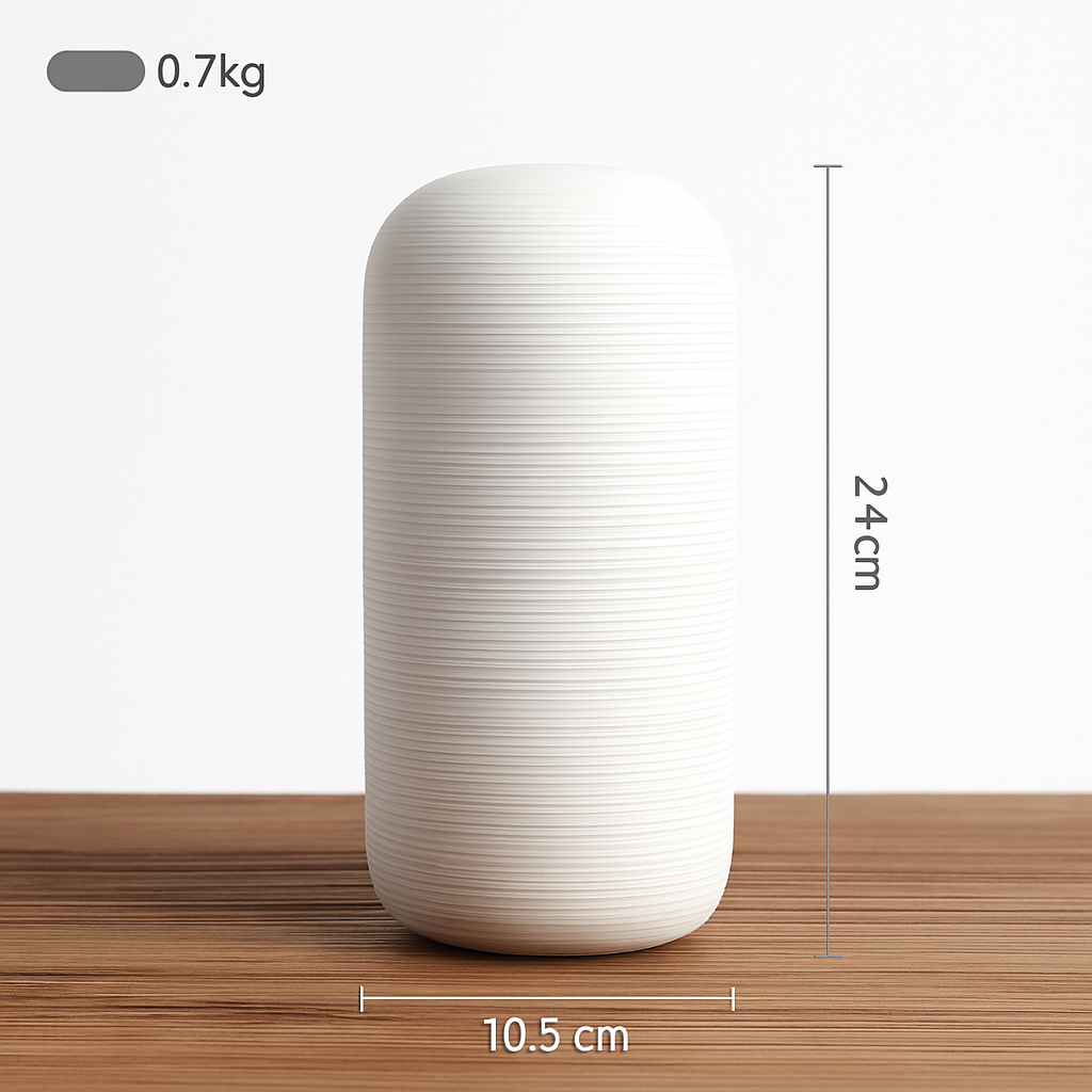 Vase en céramique blanche style japonais Zen - vue 4 sur 6