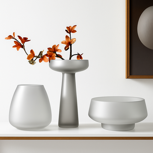 vase en verre dépoli nordique pour fleurs et décoration - vue 5 sur 11