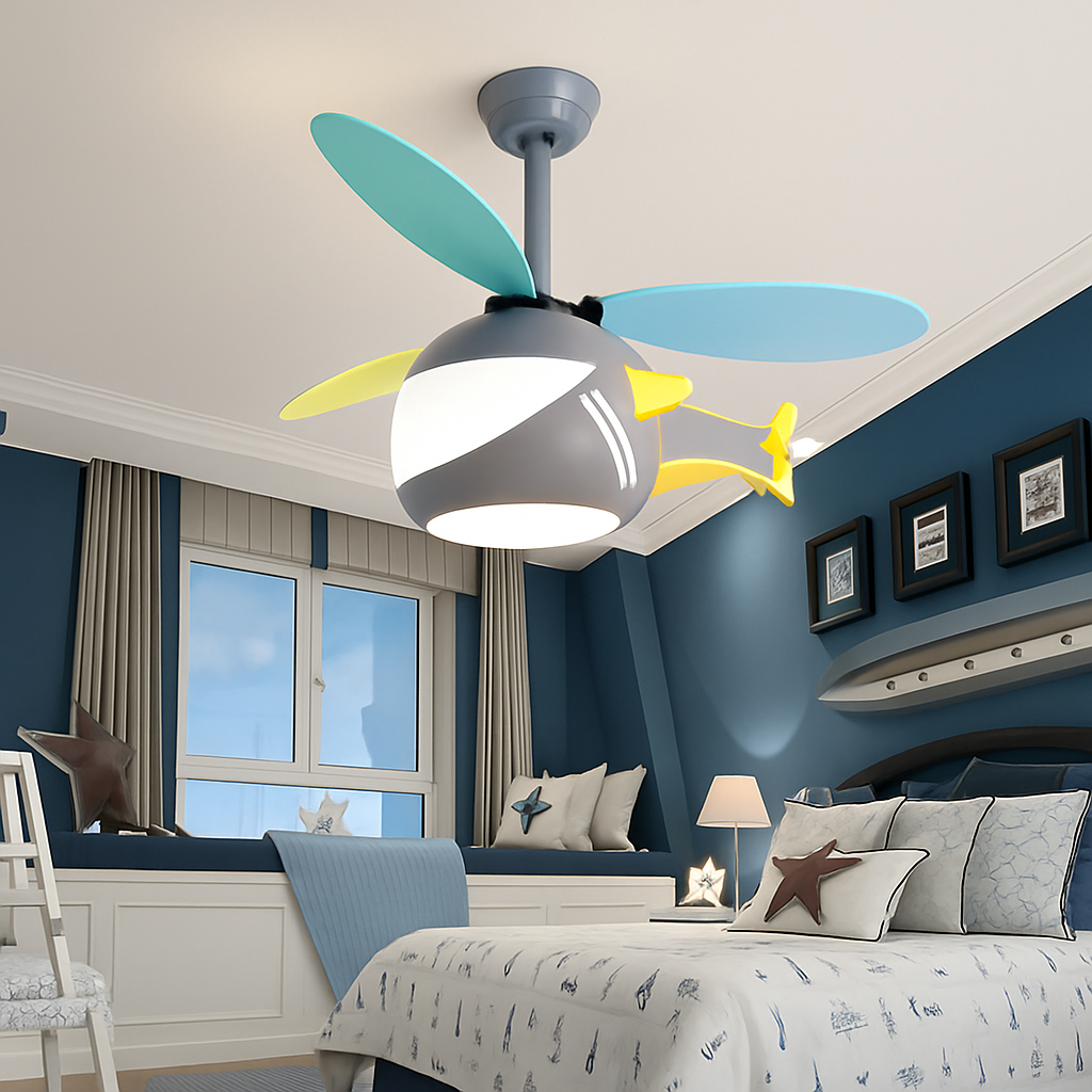 ventilateur créatif hélicoptère pour chambre d'enfant décorative