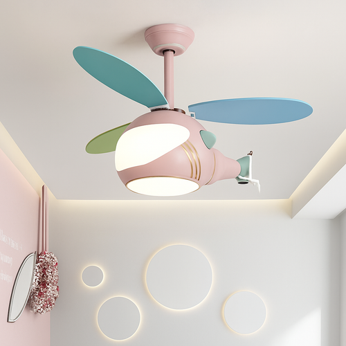 ventilateur créatif hélicoptère pour chambre d'enfant décorative - vue 4 sur 9