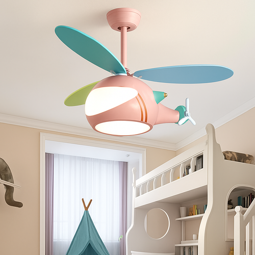 ventilateur créatif hélicoptère pour chambre d'enfant décorative - vue 5 sur 9