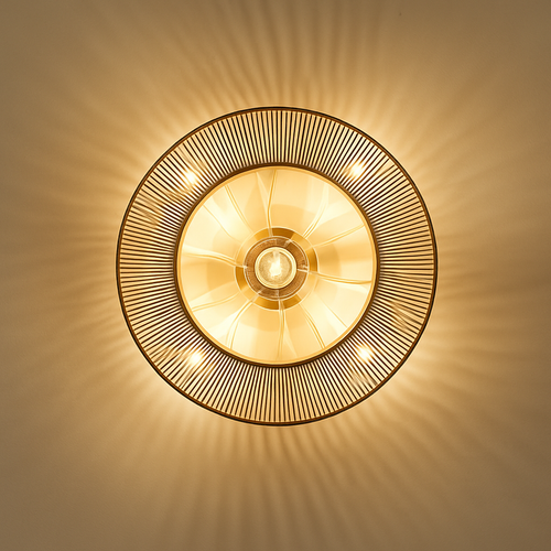 Ventilateur de plafond avec lumière rétro fait à la main en rotin de bambou ventilateur invisible lumières moderne simple Wabi-Sabi lampe de ventilateur de plafond d'îlot de cuisine - vue 6 sur 7