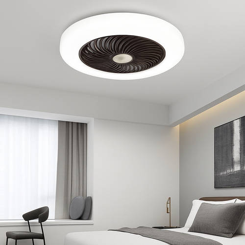 ventilateur de plafond avec télécommande dimmable et lumière LED minimaliste - vue 4 sur 11