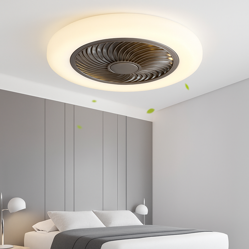 ventilateur de plafond avec télécommande dimmable et lumière LED minimaliste - vue 5 sur 11