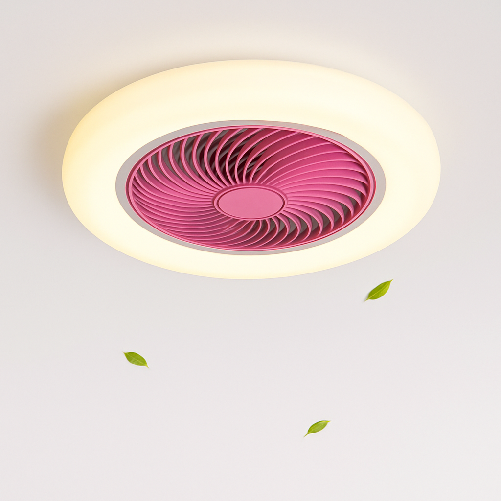 ventilateur de plafond avec télécommande dimmable et lumière LED minimaliste