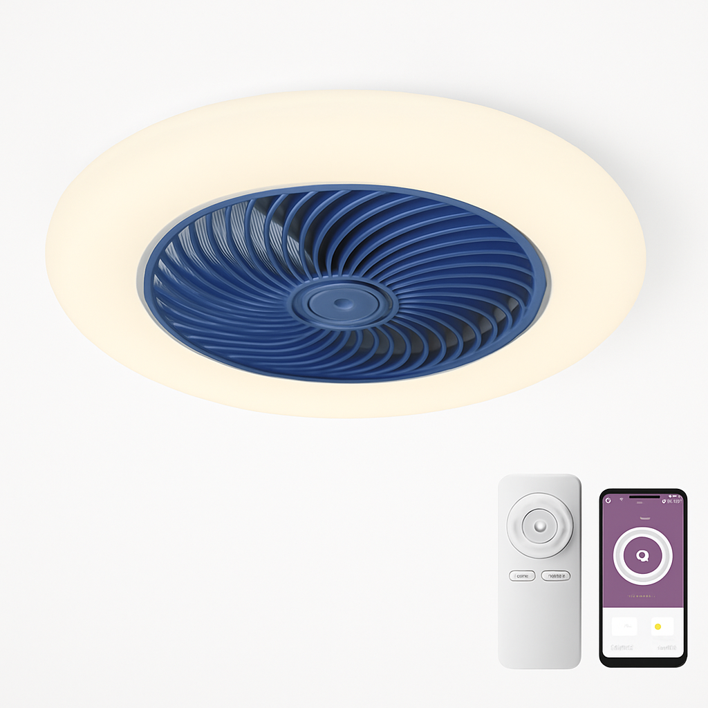ventilateur de plafond avec télécommande dimmable et lumière LED minimaliste - vue 5 sur 11