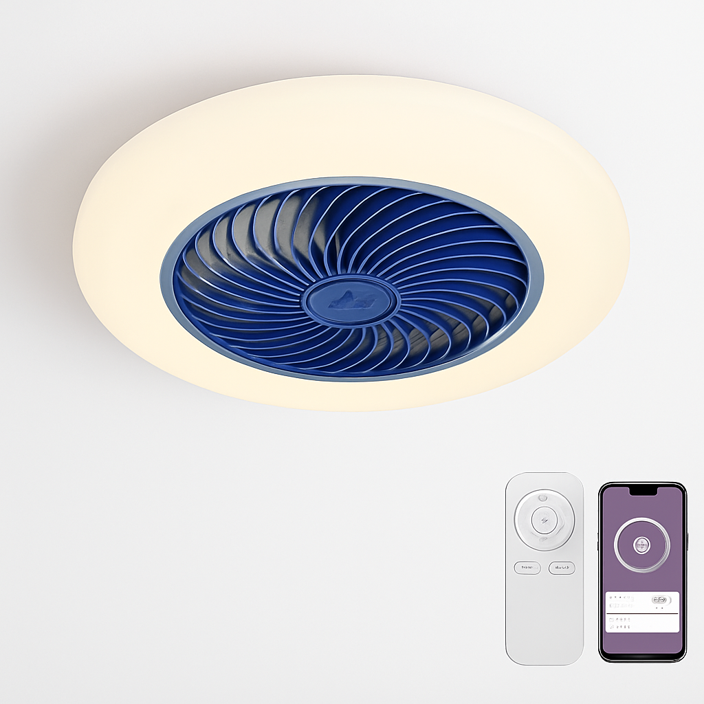 ventilateur de plafond avec télécommande dimmable et lumière LED minimaliste - vue 8 sur 11