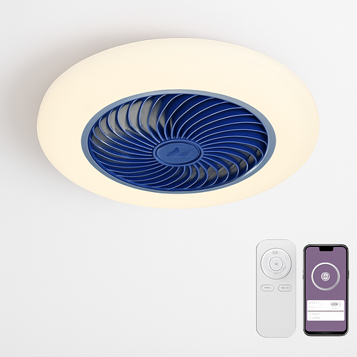 ventilateur de plafond avec télécommande dimmable et lumière LED minimaliste - vue 9 sur 11