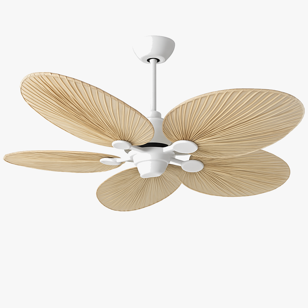 ventilateur de plafond avec télécommande en feuilles de palmier naturel