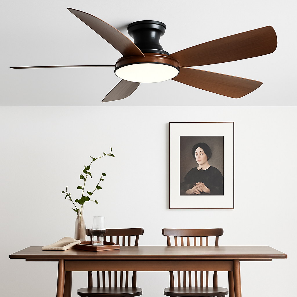 ventilateur de plafond bas moderne avec lumière led et télécommande dc