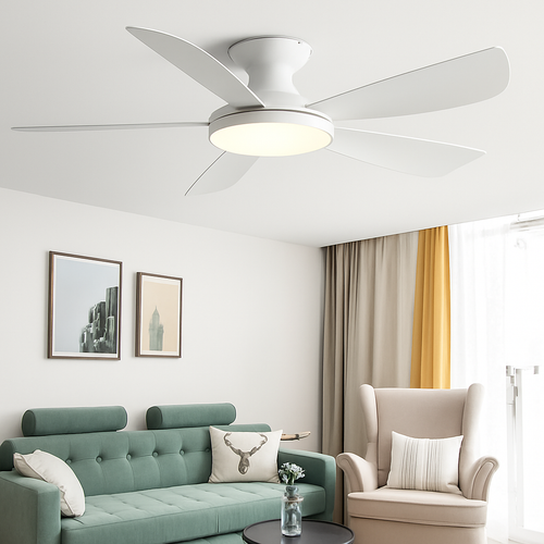 ventilateur de plafond bas moderne avec lumière led et télécommande dc - vue 3 sur 12