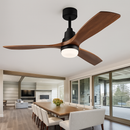 ventilateur de plafond bois 3 pales avec lumière et télécommande