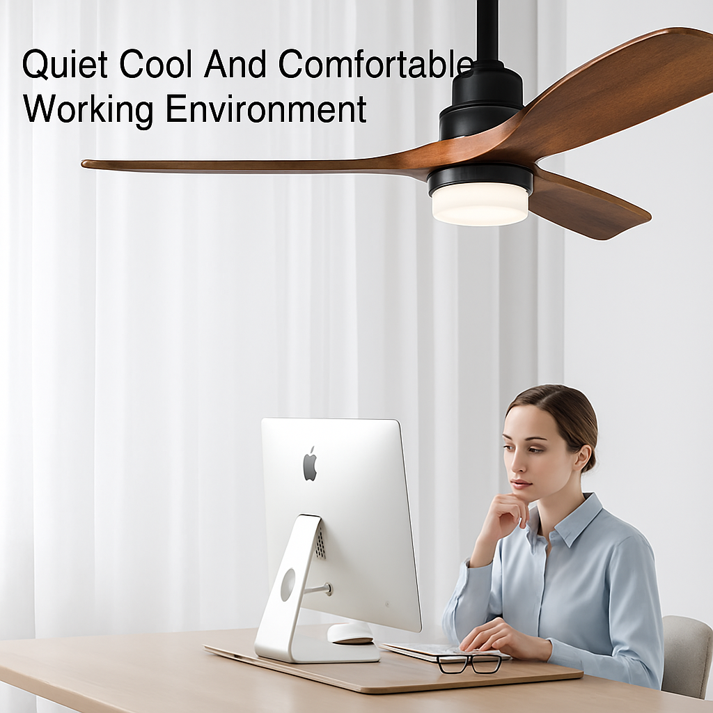 ventilateur de plafond bois 3 pales avec lumière et télécommande