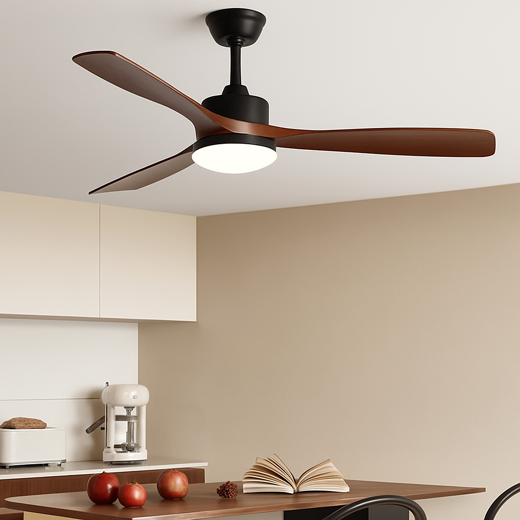 ventilateur de plafond en bois lumineux avec télécommande - vue 4 sur 12