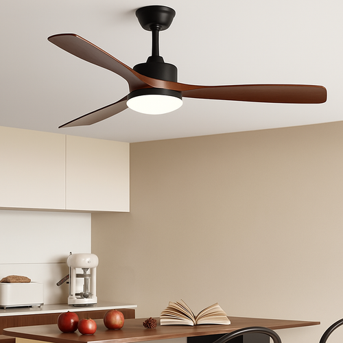 ventilateur de plafond en bois lumineux avec télécommande - vue 4 sur 12