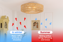 ventilateur de plafond en rotin avec lumière et télécommande vintage