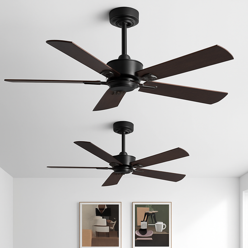 ventilateur de plafond industriel rétro sans lampe avec télécommande - vue 2 sur 12